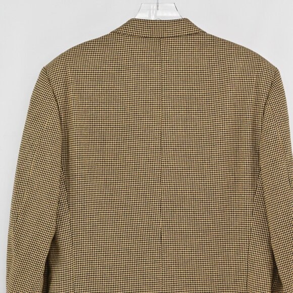VTG 90s CANALI Blazer Mens Sz 52 Tan Houndstooth Wool Silk Blend Sports Coat - Picture 6 of 12